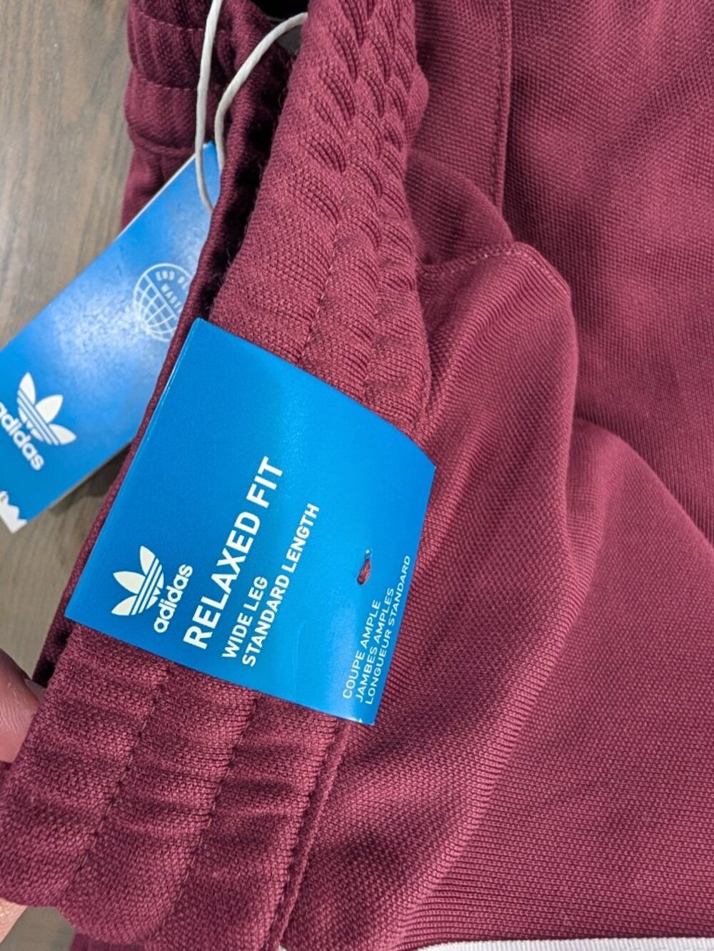 NWT UK Import adidas Originals Relaxed Fit Wide Leg Track Pants Burgundy M - Picture 3 of 9
